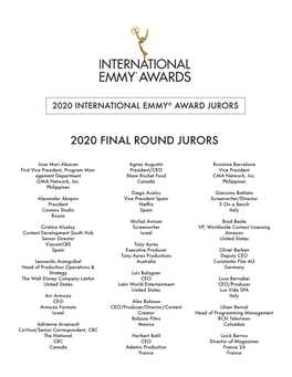 The Full List of 2020 International Emmy® Award Jurors