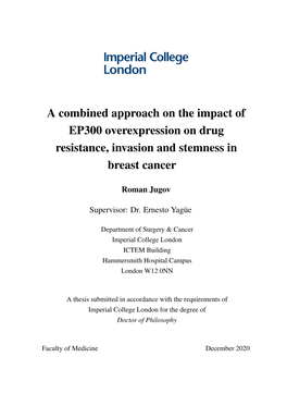 A Combined Approach on the Impact of EP300 Overexpression on Drug Resistance, Invasion and Stemness in Breast Cancer