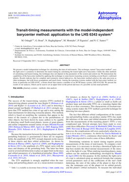 Transit-Timing Measurements with the Model-Independent Barycenter Method: Application to the LHS 6343 System