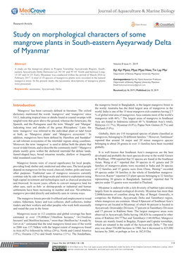 Study on Morphological Characters of Some Mangrove Plants in South-Eastern Ayeyarwady Delta of Myanmar