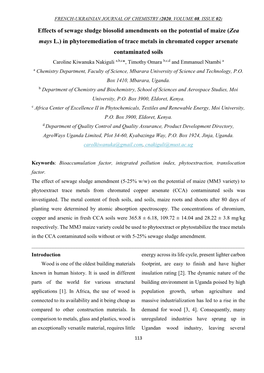 In Phytoremediation of Trace Metals in Chro