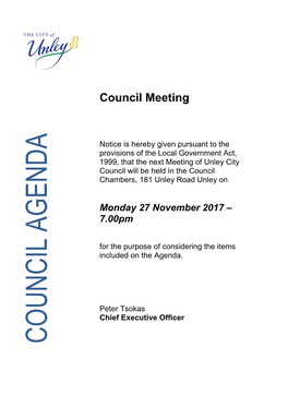 Council Agenda Reports for 27 November 2017.)