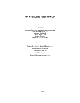 HOT Credit Lanes Feasibility Study