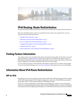 Ipv6 Routing: Route Redistribution