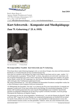 Newsletter Kurt Schwertsik