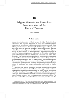 Religious Minorities and Islamic Law: Accommodation and the Limits of Tolerance