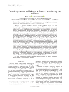 Quantifying Evenness and Linking It to Diversity, Beta Diversity, and Similarity