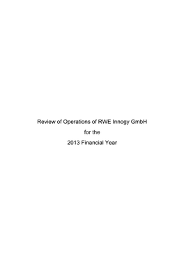 Review of Operations of RWE Innogy Gmbh for the 2013 Financial Year