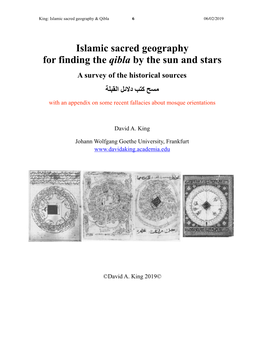 King 2019 Sacred Geography & Qibla Sources