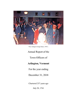 Annual Report of the Town Officers of Arlington, Vermont for the Year