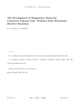 The Development of Magmatism Along the Cameroon Volcanic Line