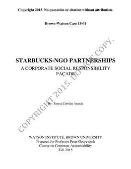 Starbucks-Ngo Partnerships a Corporate Social Responsibility Façade