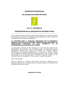 Prospecto Emisión De 84.330.000 Acciones De Pago