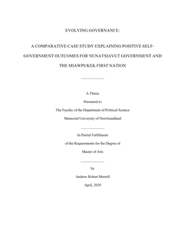 Government Outcomes for Nunatsiavut Government And