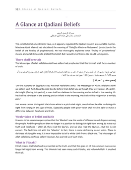 A Glance at Qadiani Beliefs