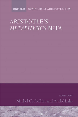 Aristotle: Metaphysics Beta. Symposium Aristotelicum