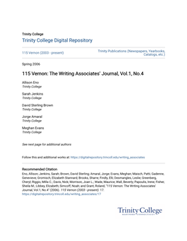 115 Vernon: the Writing Associates' Journal, Vol.1, No.4