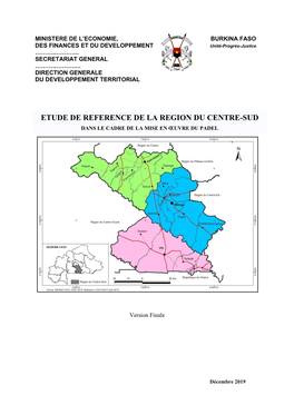 Etude De Reference De La Region Du Centre-Sud Dans Le Cadre De La Mise En Œuvre Du Padel