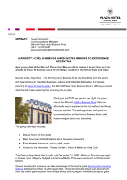 Marriott Hotels & Resorts Press Release Template