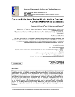 Common Fallacies of Probability in Medical Context: a Simple Mathematical Exposition