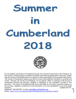 For the Children and Families of Cumberland County, This Document