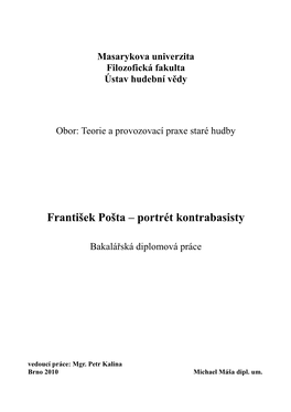 František Pošta – Portrét Kontrabasisty