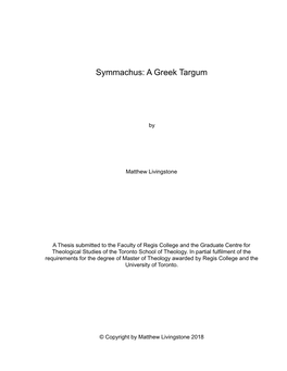 Symmachus: a Greek Targum