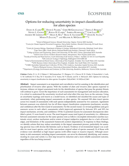 Options for Reducing Uncertainty in Impact Classification for Alien Species