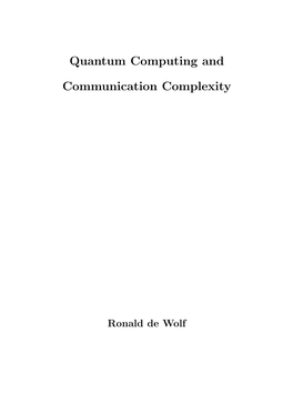 Quantum Computing and Communication Complexity