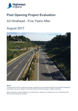 Post Opening Project Evaluation A3 Hindhead - Five Years After