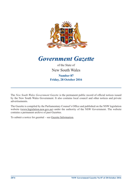 Government Gazette No 87 of 28 October 2016