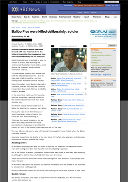 Balibo Five Were Killed Deliberately: Soldier