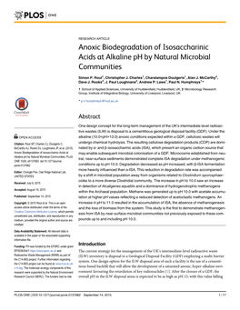 Anoxic Biodegradation of Isosaccharinic Acids at Alkaline Ph by Natural Microbial Communities