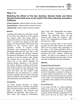 Modeling the Effects of the San Andreas, Garlock Faults and Sierra Nevada Frontal Fault Zone on the Uplift of the S