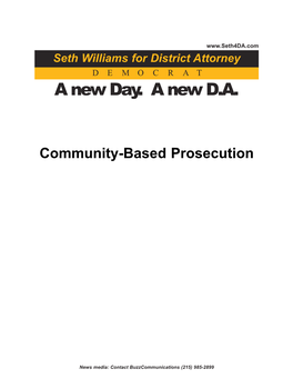 Community-Based Prosecution Seth Williams for District Attorney a New