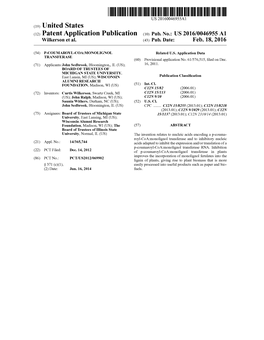 (12) Patent Application Publication (10) Pub. No.: US 2016/0046955A1 Wilkerson Et Al