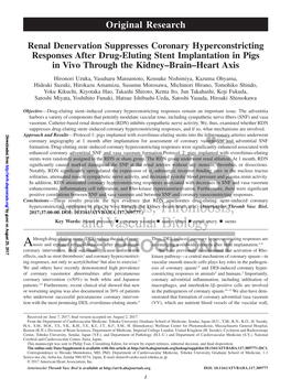 Renal Denervation Suppresses Coronary Hyperconstricting Responses After Drug-Eluting Stent Implantation in Pigs in Vivo Through the Kidney–Brain–Heart Axis