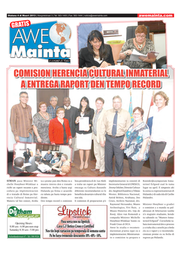 Comision Herencia Cultural Inmaterial a Entrega Raport Den Tempo Record