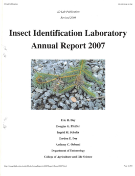 Insect Identification Laboratory Annual Report 2007