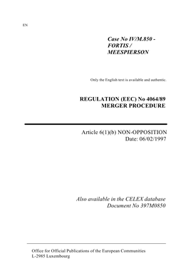 Merger Decision IV/M.850 of 06.02.1997