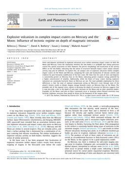 Explosive Volcanism in Complex Impact Craters on Mercury and the Moon: Inﬂuence of Tectonic Regime on Depth of Magmatic Intrusion ∗ Rebecca J