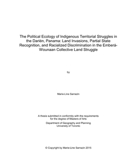 The Political Ecology of Indigenous Territorial Struggles in the Darién