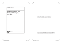 Völkerrechtsdenken Und Außenpolitik in Japan, 1919-1960