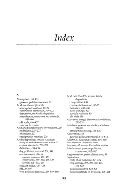 Absorption, 163, 431 Gaseous Pollutant Removal, 811 Atmospheric