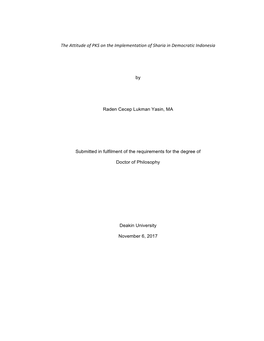 The Attitude of PKS on the Implementation of Sharia in Democratic Indonesia