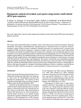 Phylogenetic Analysis of Ten Black Yeast Species Using Nuclear Small Subunit Rrna Gene Sequences