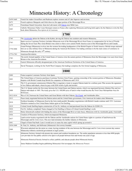 Timeline File:///E:/Vincent V Lake Erie/Timeline.Html 1 of 8 1/25/2013 7:51 AM