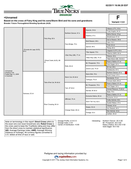 =Unnamed F Based on the Cross of Fairy King and His Sons/Storm Bird and His Sons and Grandsons Variant = 0.0 Breeder: Future Thoroughbred Breeding Syndicate (AUS)