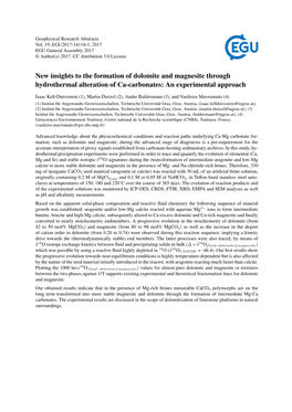 New Insights to the Formation of Dolomite and Magnesite Through Hydrothermal Alteration of Ca-Carbonates: an Experimental Approach