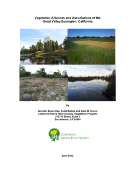 Vegetation Alliances and Associations of the Great Valley Ecoregion, California